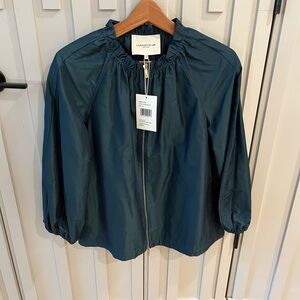 Lafayette 148 New York Women's Teal Bomber Jacket